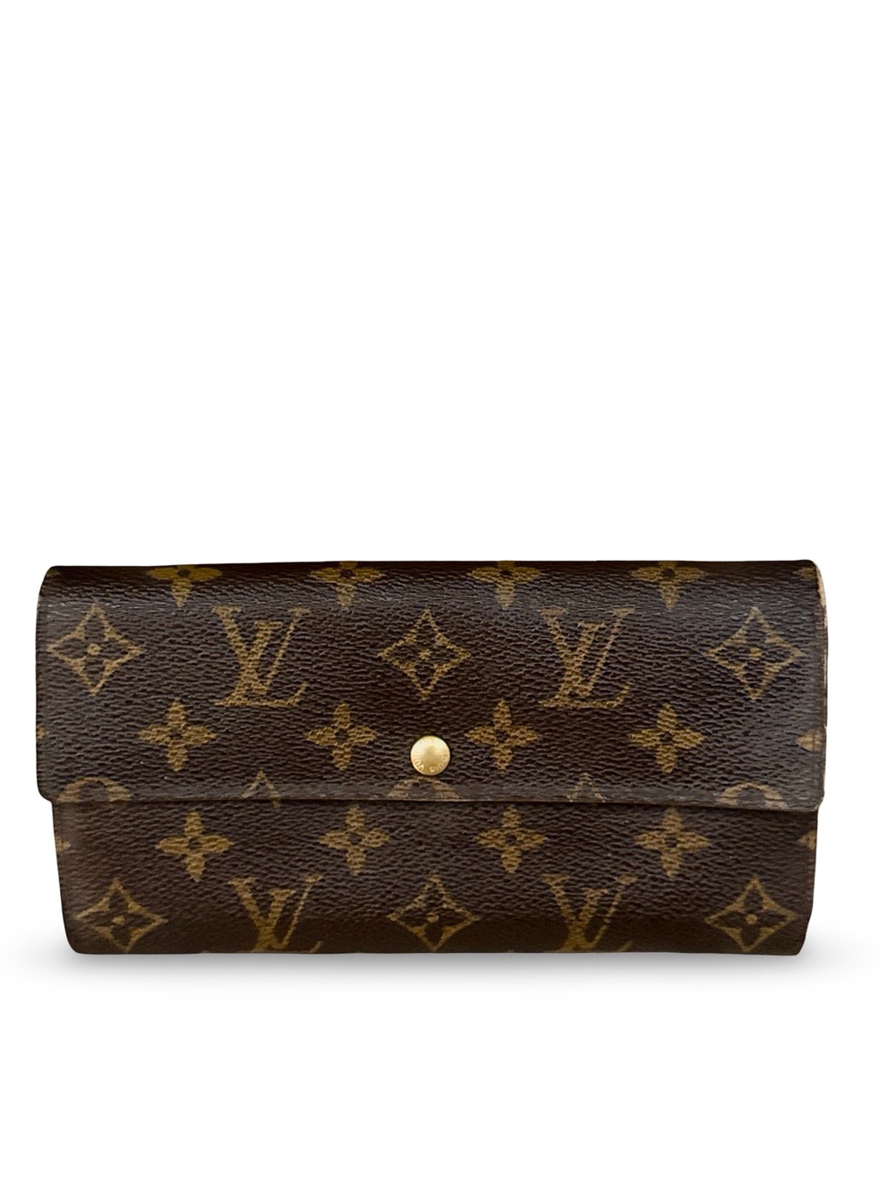 Louis Vuitton Brown Monogram Continental Wallet with Gold Snap